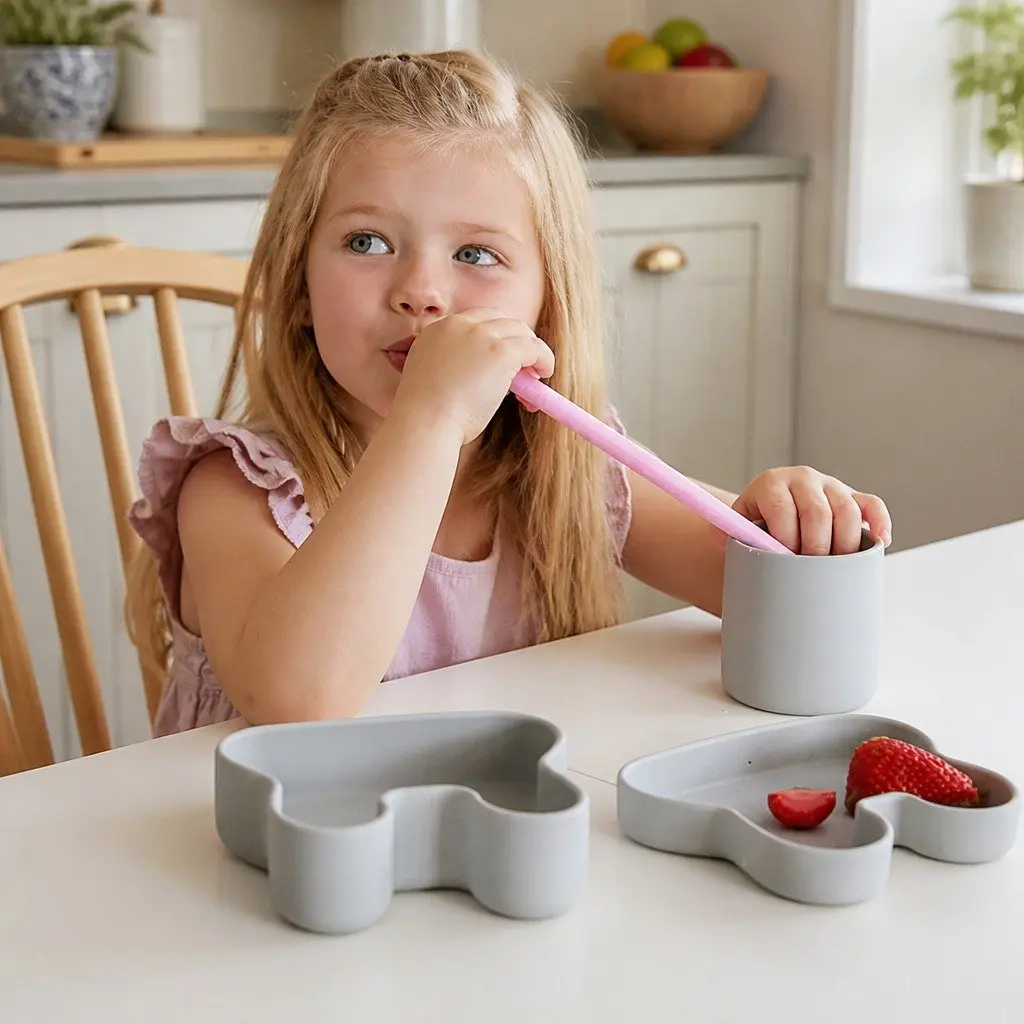 Silicone Snack Bowl Plate Minty Green Toddler Freezer Safe Flexible Strap