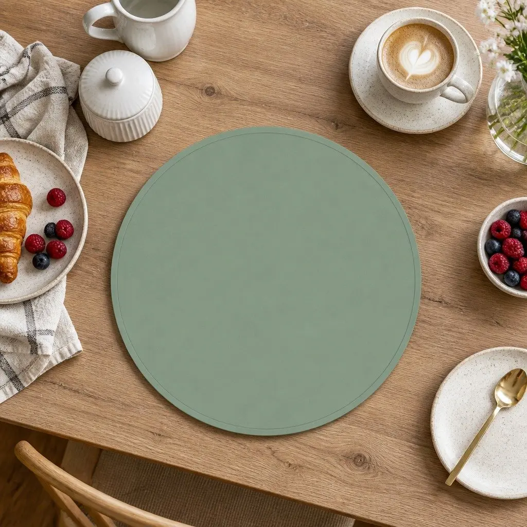 Round Silicone Placemat Navy Non-Slip Dishwasher Safe Kids Family Dining Table