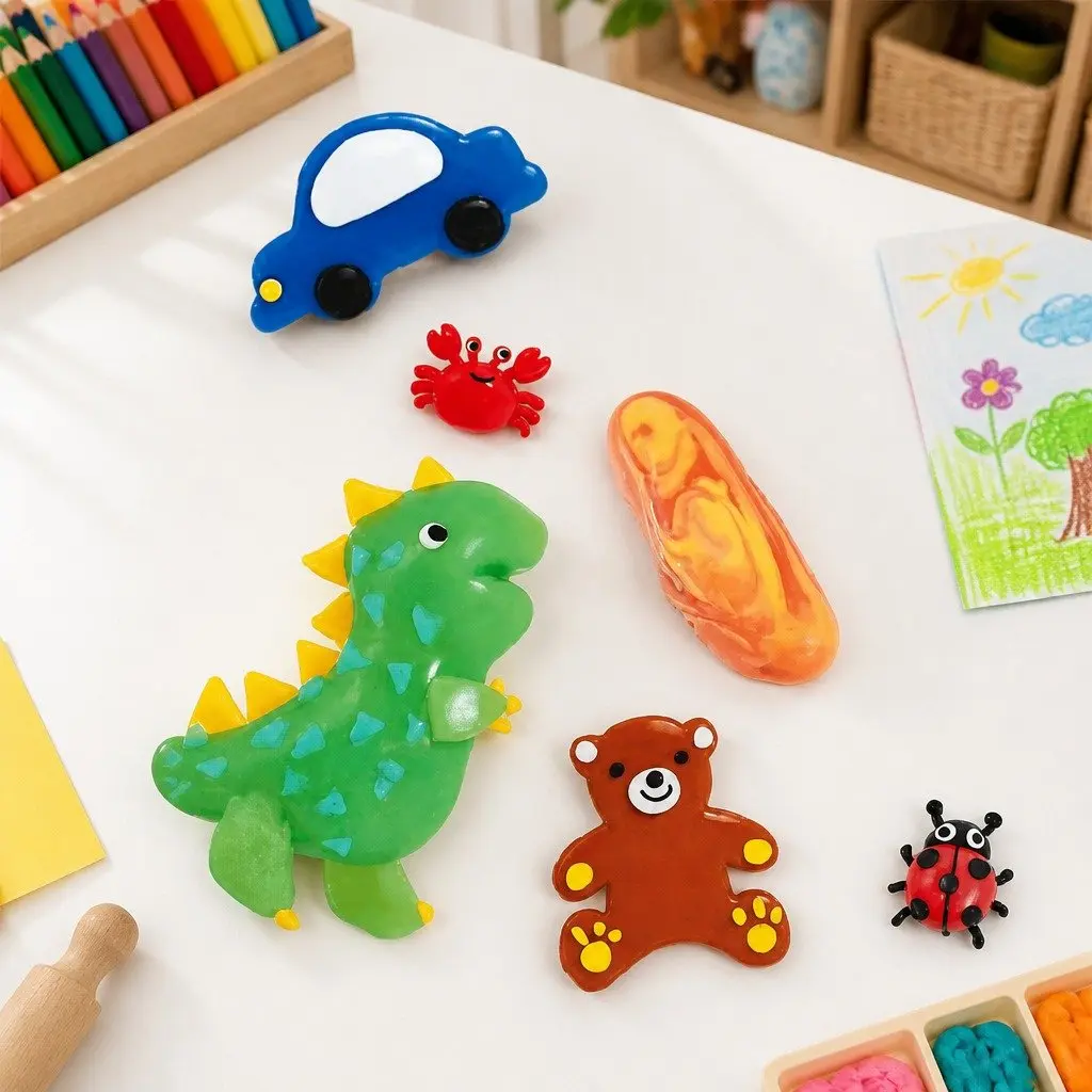 Silicone Clay Dinosaur Play Set Water-Resistant Non-Drying for Kids