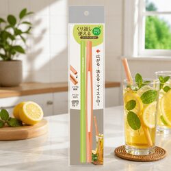 Friendly Resealable Silicone Zipper Straw for Kids, Green and Orange