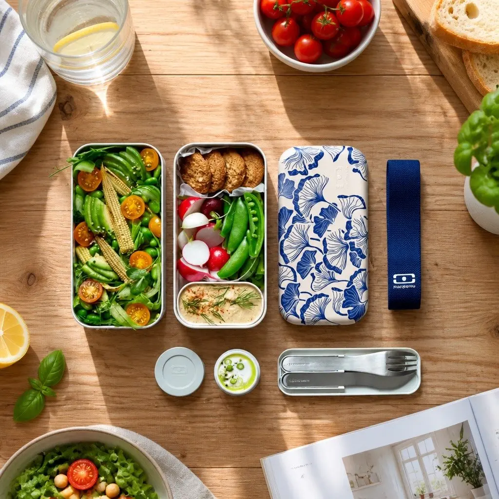 Bento Box Lunch Container Airtight 1L Portable Food Storage with Compartments