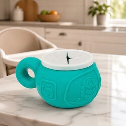 Snack Bowl Toddler Spill-Proof Lid Reach-Through Opening Small Handle Kids Green