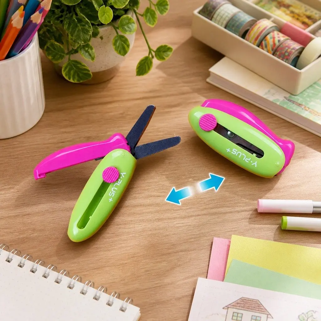 Pocket Scissors Spring-Action Rounded Curved Blade Safe for Kids Crafts