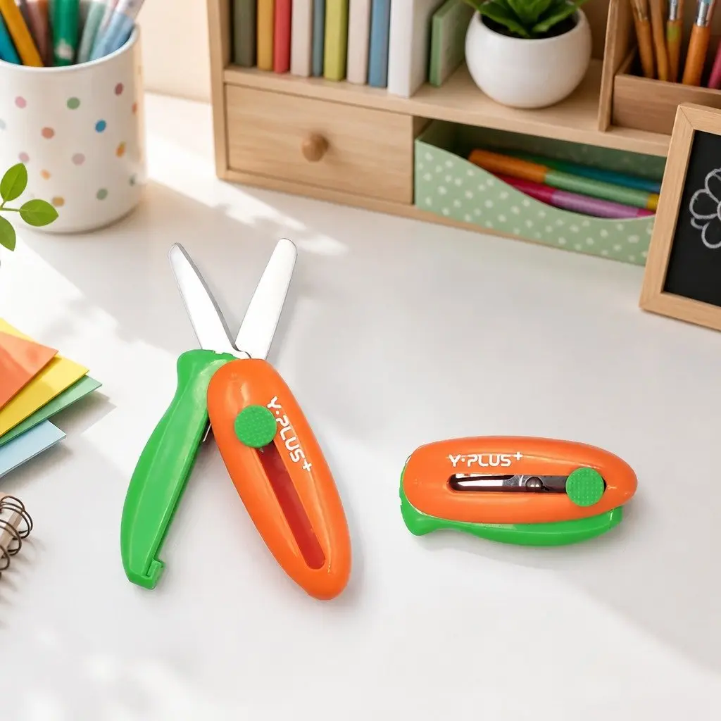 Pocket Scissors Spring-Action Rounded Curved Blade Safe for Kids Crafts