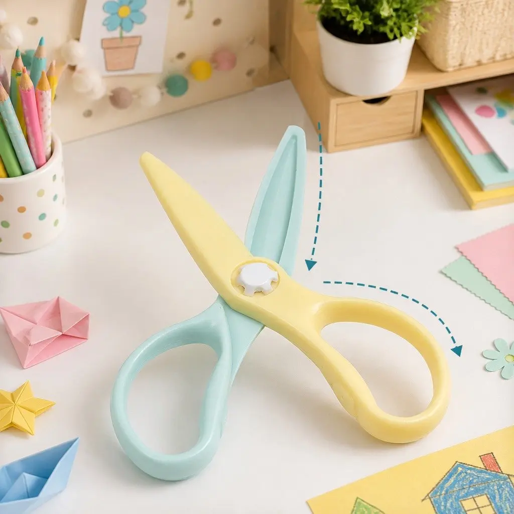Children's Safety Scissors Curved Blade 17cm Arts and Crafts Cutting Tool