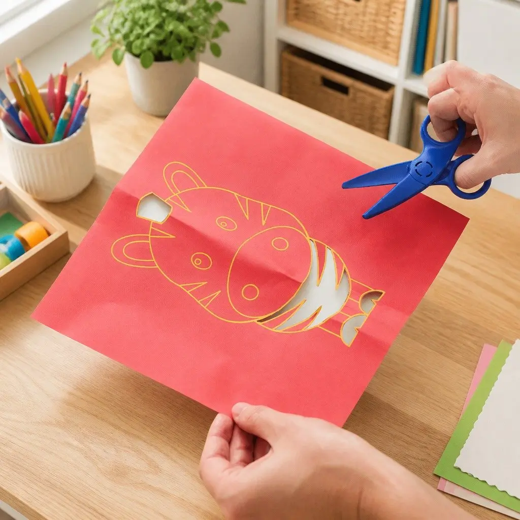 Paper Cutting and Origami Activity Set Flower Pattern 60 Piece