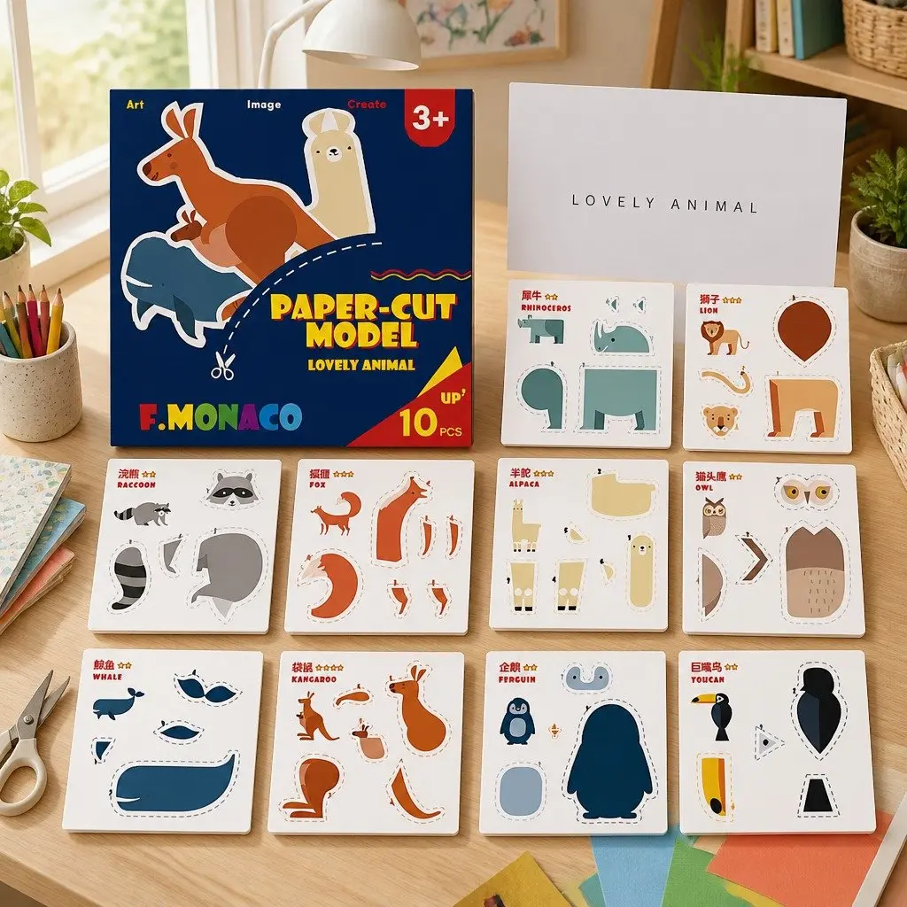 Children's Paper Cutting Kit Craft Set with Templates for Fine Motor Skills