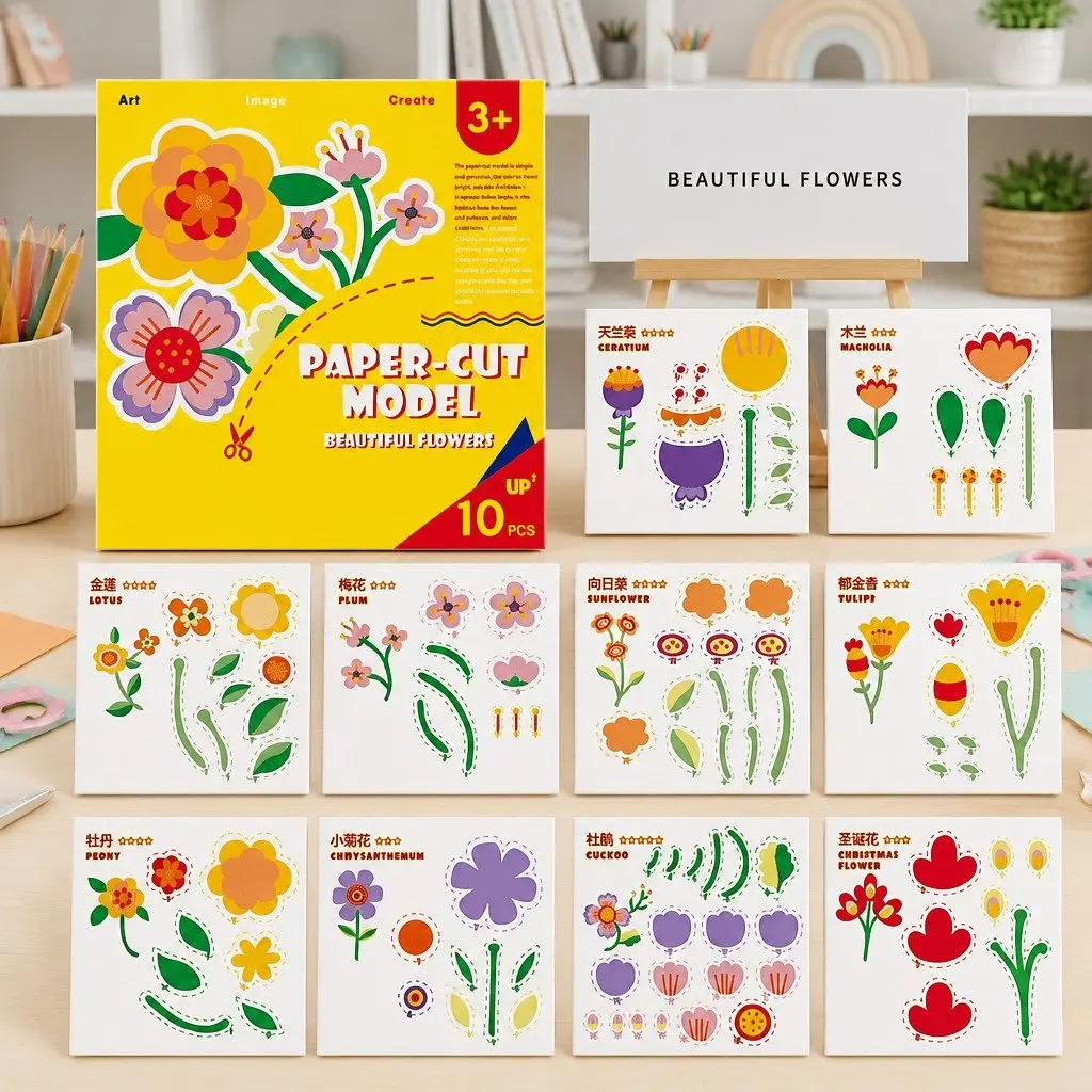 Children's Paper Cutting Kit Craft Set with Templates for Fine Motor Skills