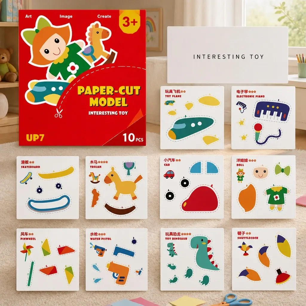 Children's Paper Cutting Kit Craft Set with Templates for Fine Motor Skills