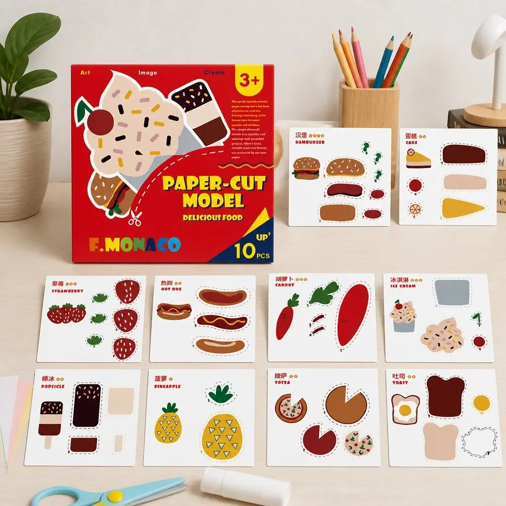 Children's Paper Cutting Kit Craft Set with Templates for Fine Motor Skills