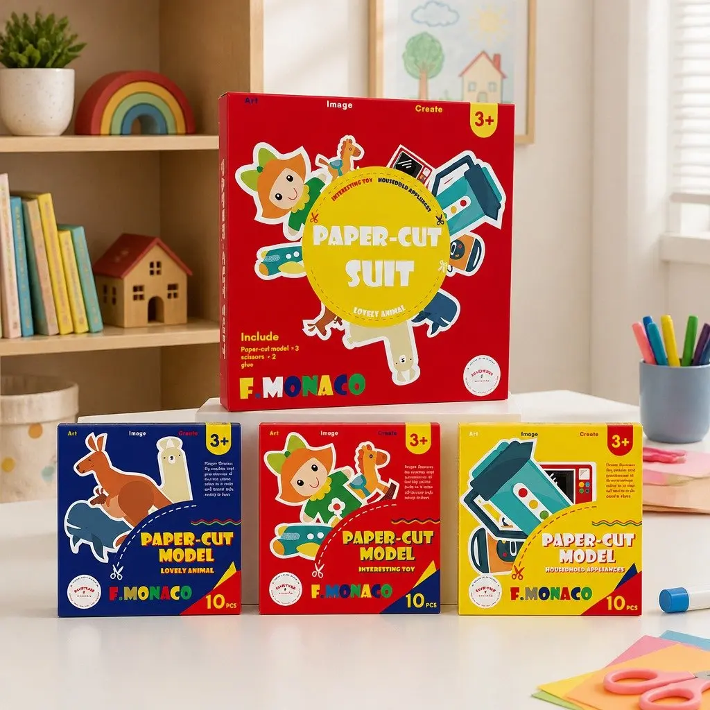 Children's Paper Cutting Kit Craft Set with Templates for Fine Motor Skills