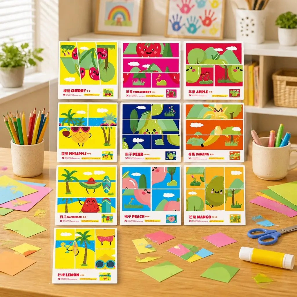 Children's Paper Cutting Kit Creative Craft Set with Templates