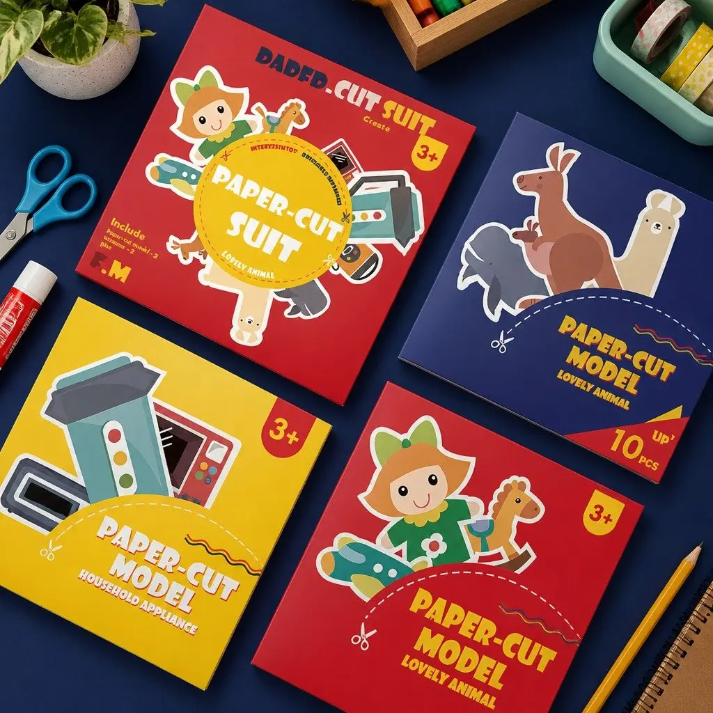 Children's Paper Cutting Kit Creative Craft Set with Templates