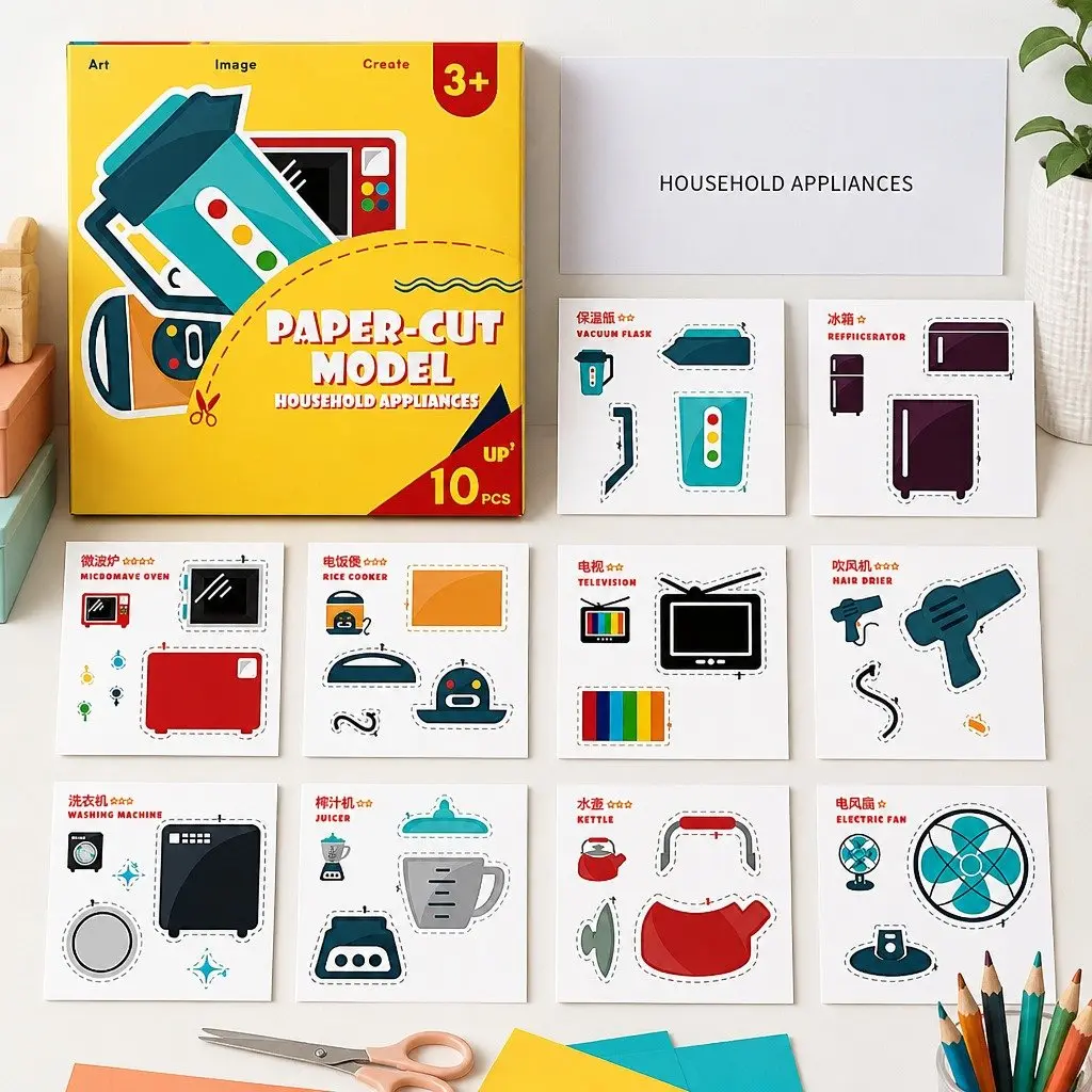 Children's Paper Cutting Craft Kit with Safe Scissors and Templates