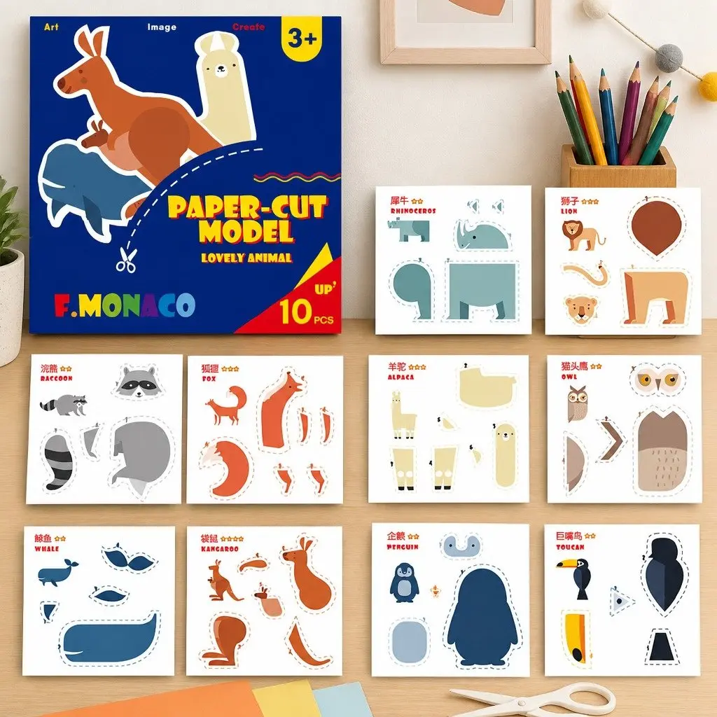 Paper Cut Craft Set Educational Activity 3 Pack Flower Food Outdoor Theme