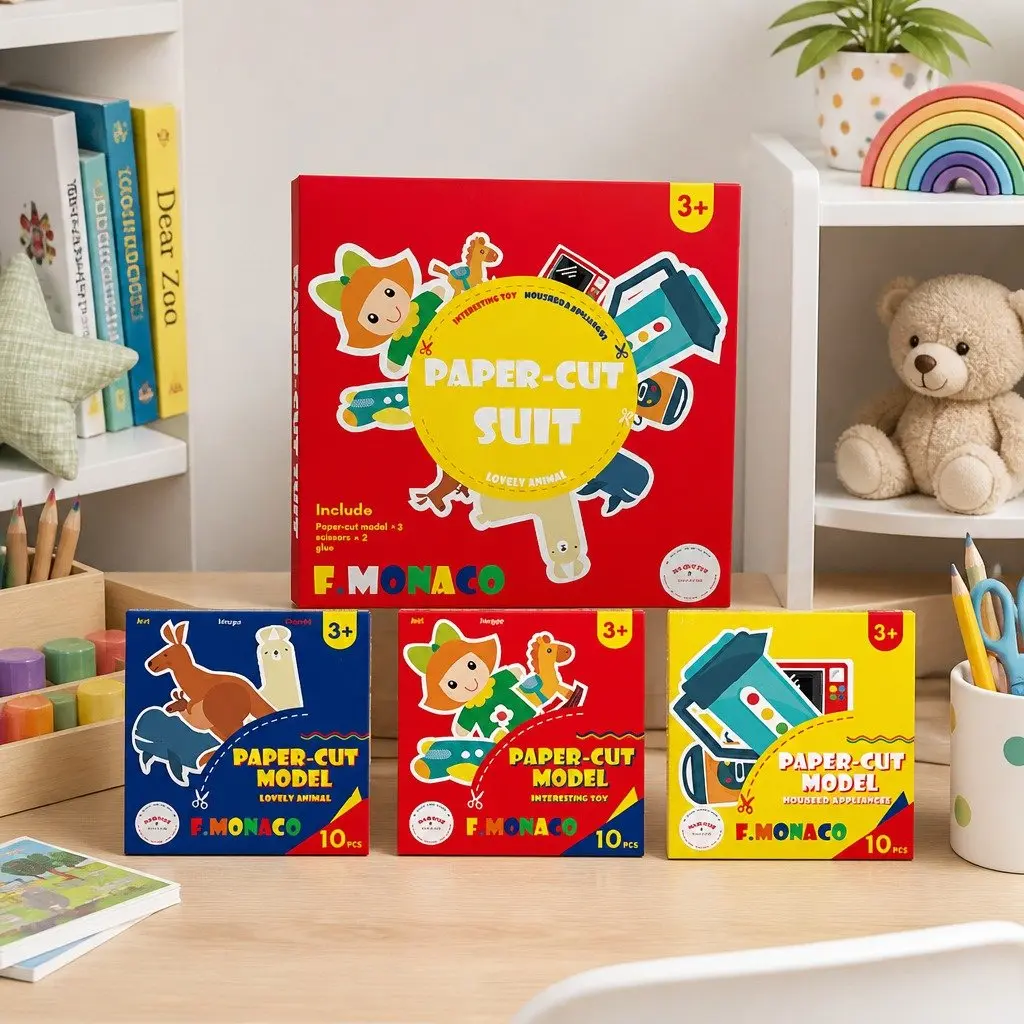 Paper Cut Activity Pack Kids Craft Set 3 Pieces Themed Educational