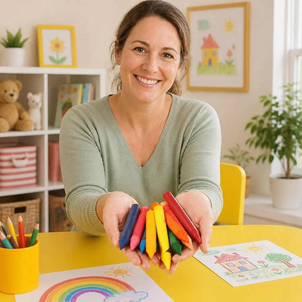 Kids Crayons 16 Colours Vibrant Silky Smooth Drawing Coloring Pencils Art Set