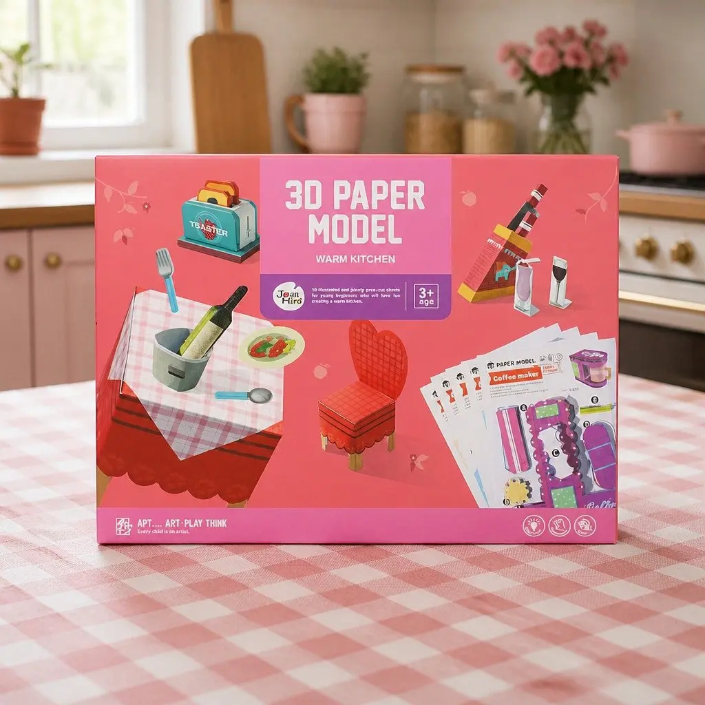 3D Paper Kitchen Model Playset