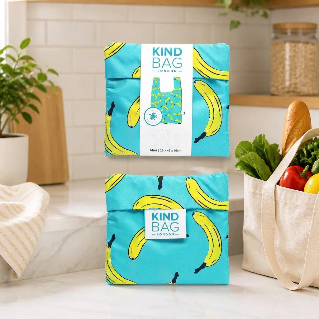 Reusable Shopping Bag Mini Banana Pattern Foldable Grocery Tote Eco Friendly
