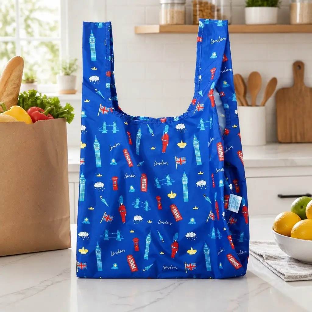 Reusable Shopping Bag Foldable Lightweight Medium Size Portable Grocery Tote