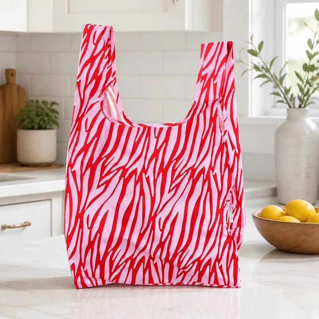 Reusable Shopping Bag Zebra Pattern Medium Foldable Water-Resistant