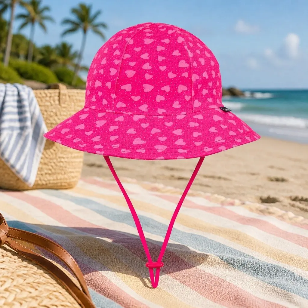 Kids Bucket Hat Ponytail Keyhole Opening Size L UPF50+ Sun Protection Anti-Flop Brim