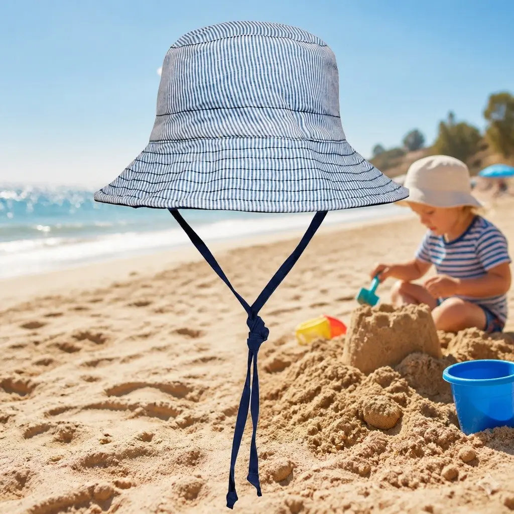 Kids Reversible Bucket Hat Explorer Style Wide Brim UPF50+ Sun Protection Size S