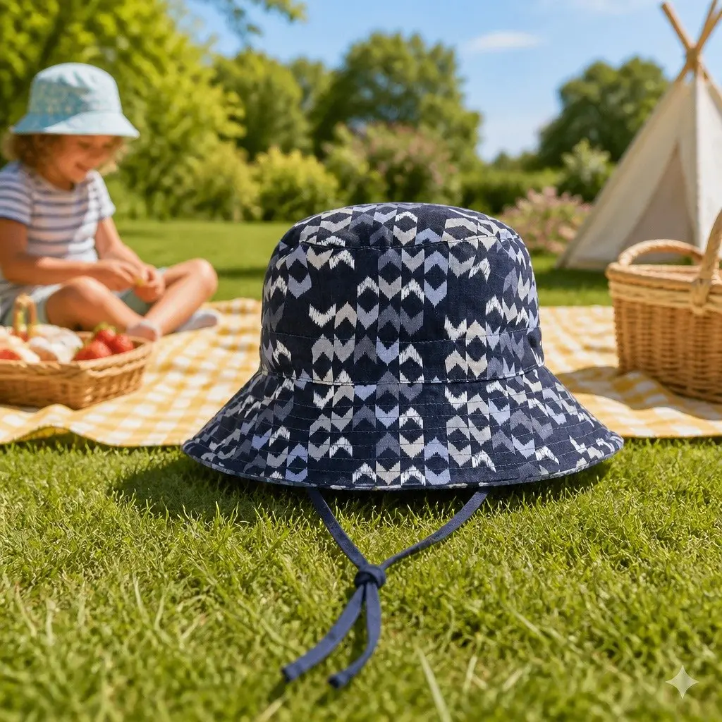 Kids Reversible Bucket Hat Lightweight UPF50+ Wide Brim Size S