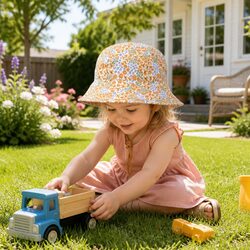 Friendly Kids Reversible Bucket Hat with Sun Safety Features