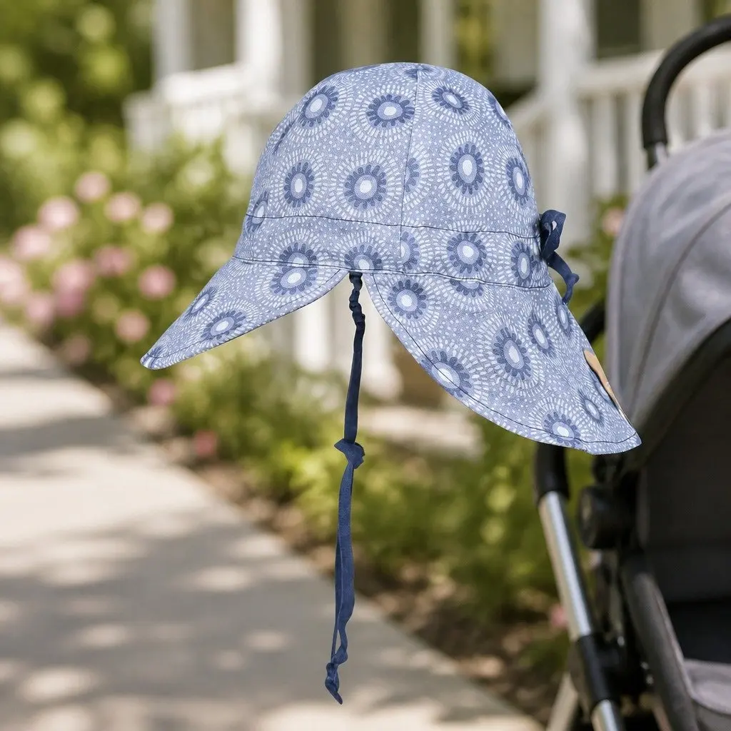 Reversible Baby Flap Sun Hat Lightweight UPF50+ Adjustable Ties for Newborns