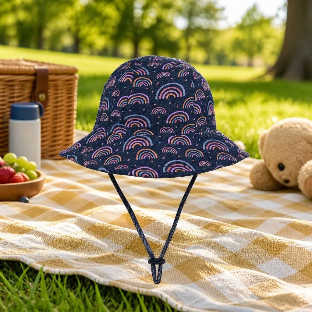 Toddler Bucket Hat Rainbow Soft Flexible Brim XS Sun Protection UPF50