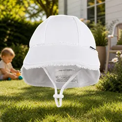 Friendly Large White Baby Sun Hat with Ruffle Detail