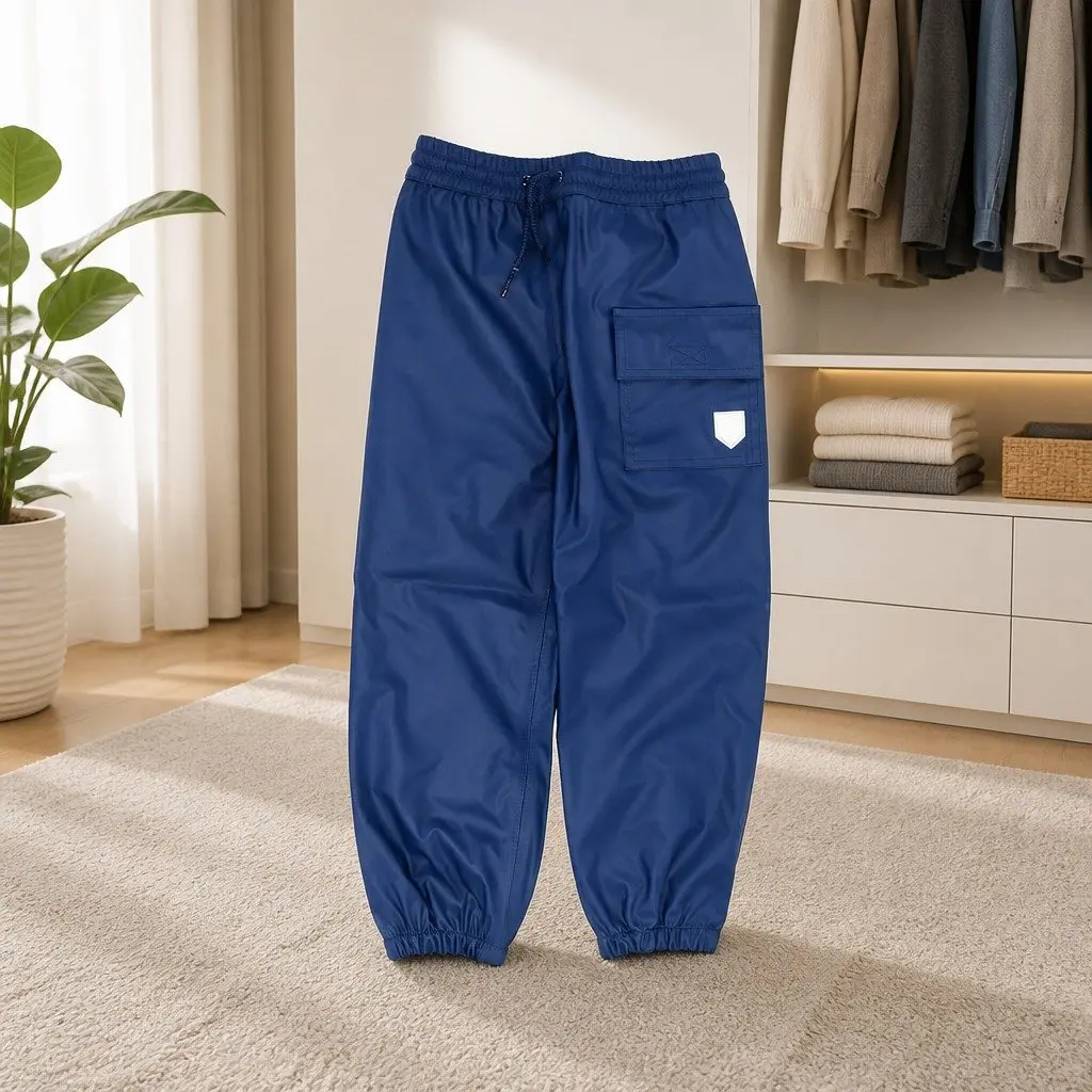 Kids Outdoor Waterproof Rain Trousers Navy Splash Pants for Active Play