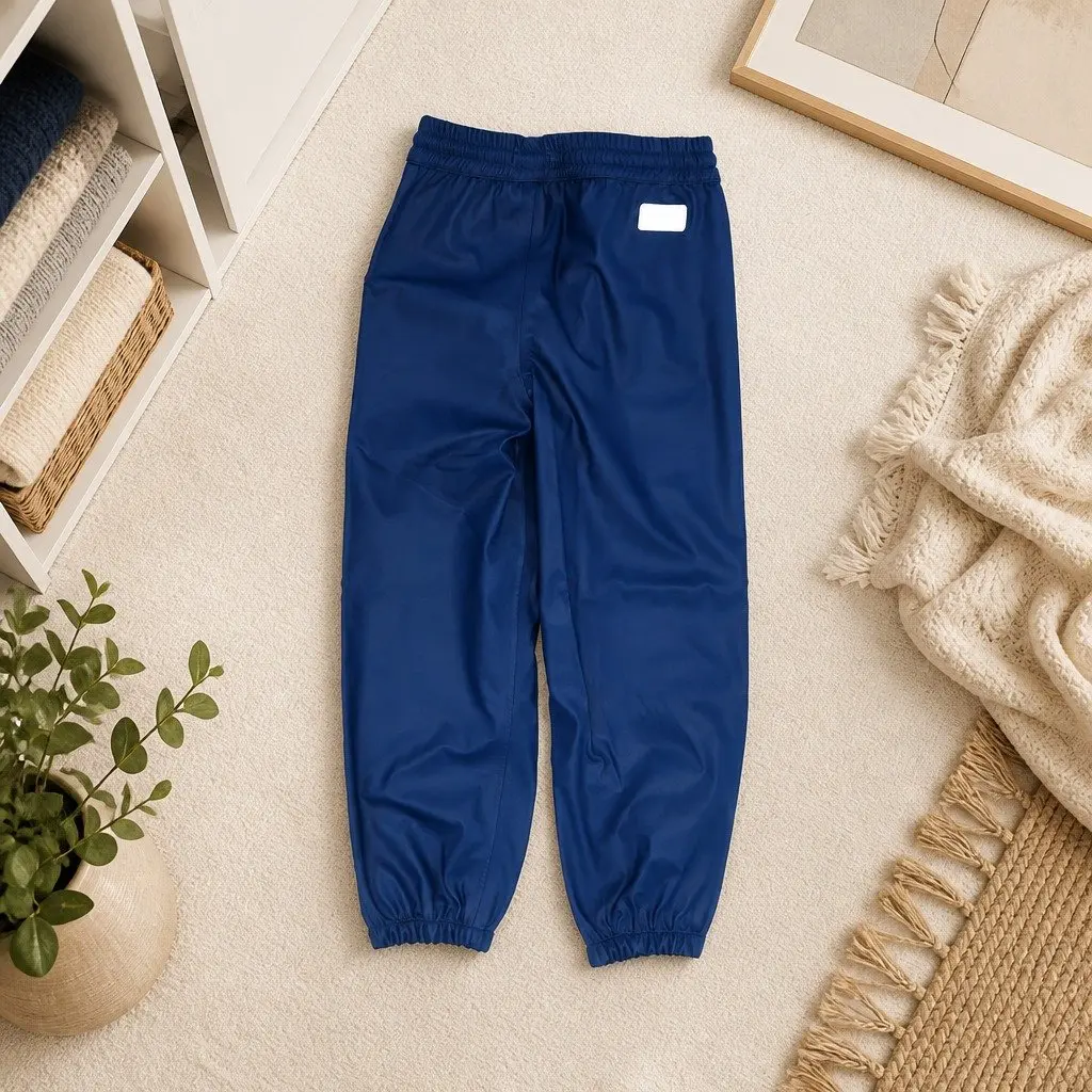 Kids Outdoor Waterproof Rain Trousers Navy Splash Pants for Active Play