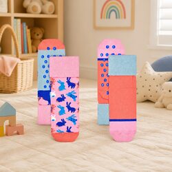 Toddler Anti-Slip Socks 2-Pack - Bunny Print