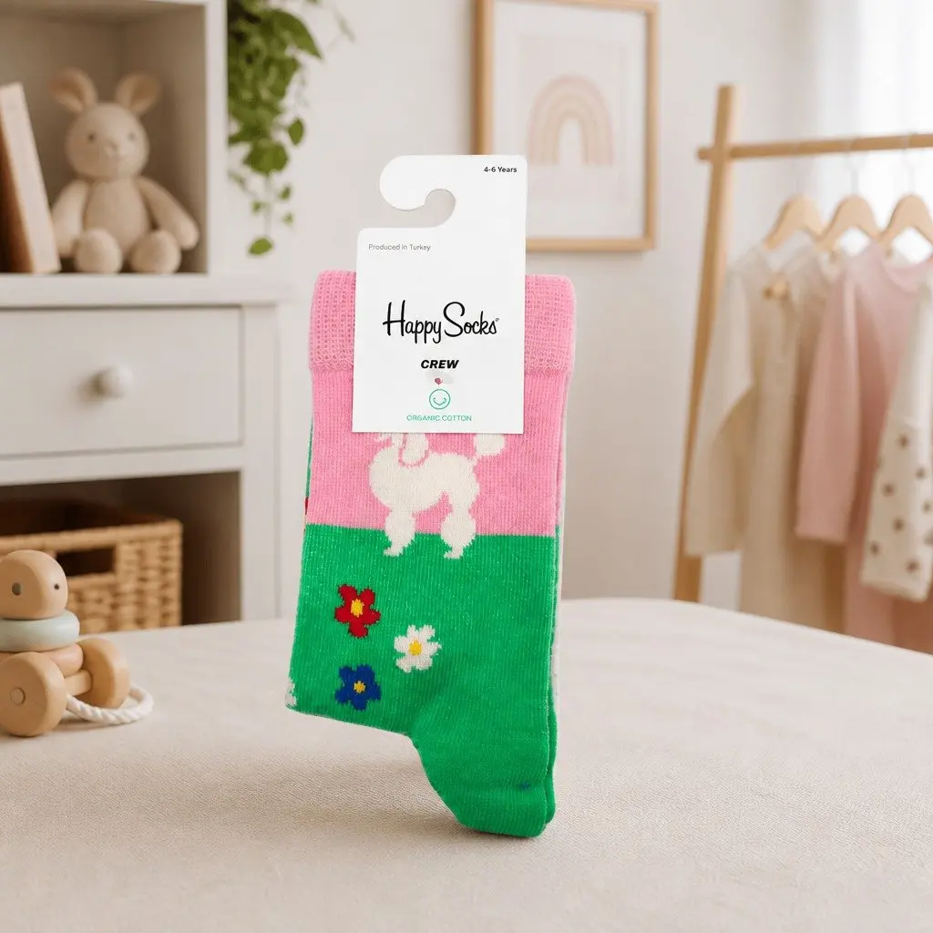 Kids Socks Grass Dog Design Ages 4-6 Everyday Cotton Blend Playful Pattern