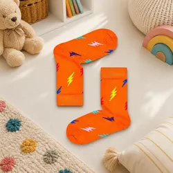 Kids Lightning Socks 2-3 Years Combed Cotton Reinforced Heel Toe Colourful