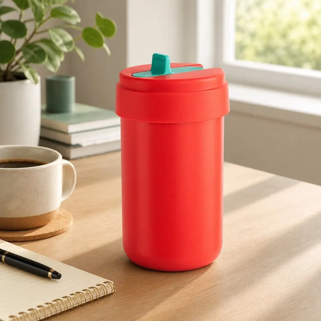 Thermo Coffee Cup Double-Layer Insulated 380ml Portable Drink Bottle with Strap