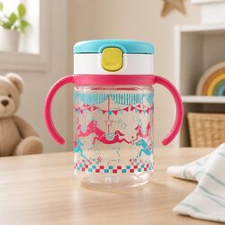Straw Bottle Mug 200ml Kids Drinking Cup with Handle Removable Spout Training