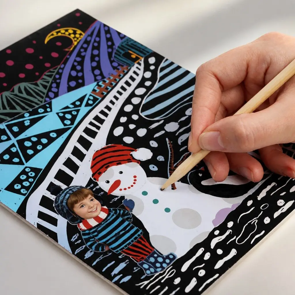 Creative Kids Scratch Art Set Double-Layered Paper 3 Themes 6 Pictures Each