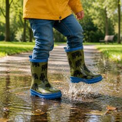 Kids Rain Boots Waterproof Slip Resistant Matte Rubber Puddle Jumping Rainy Day