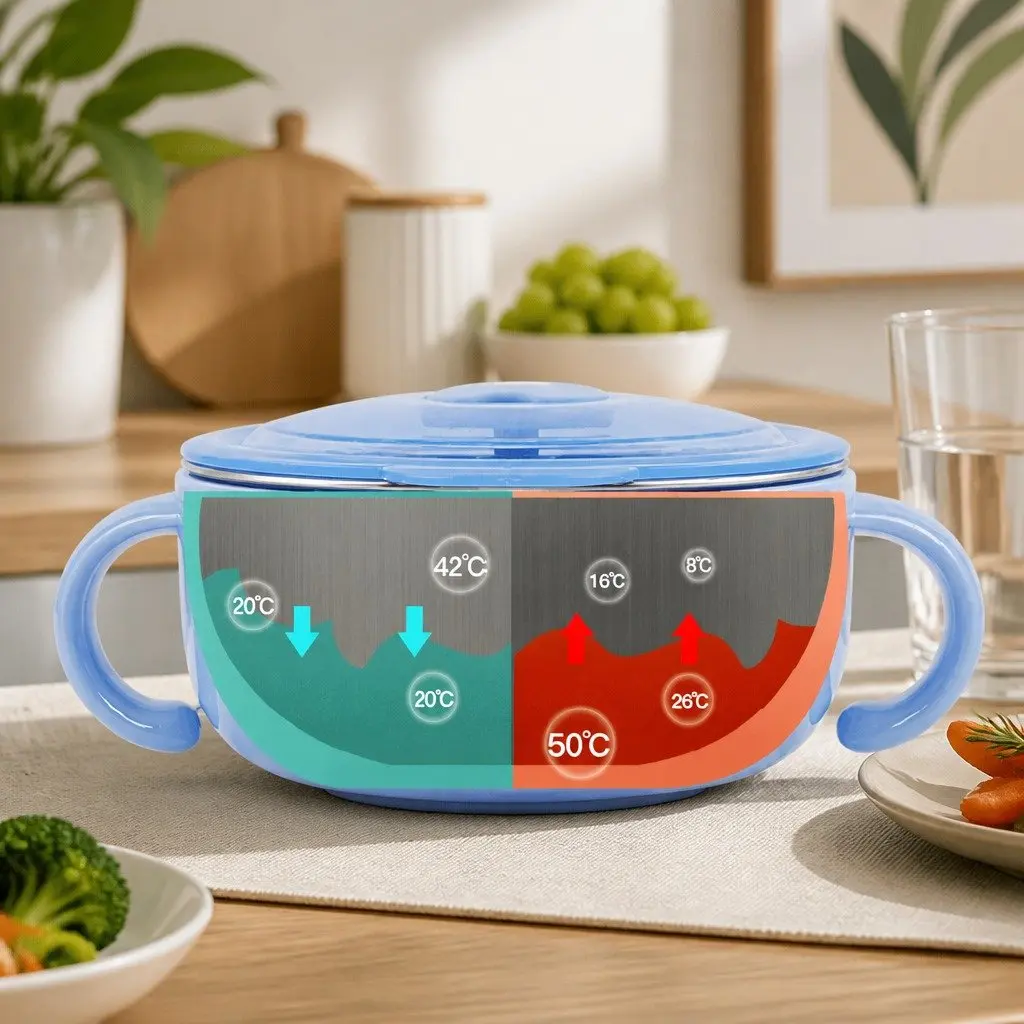 Kids Stainless Steel Bowl Durable 480ml Blue