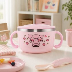 Family-Friendly 480ml Pink Bowl for Kids - Stainless Steel