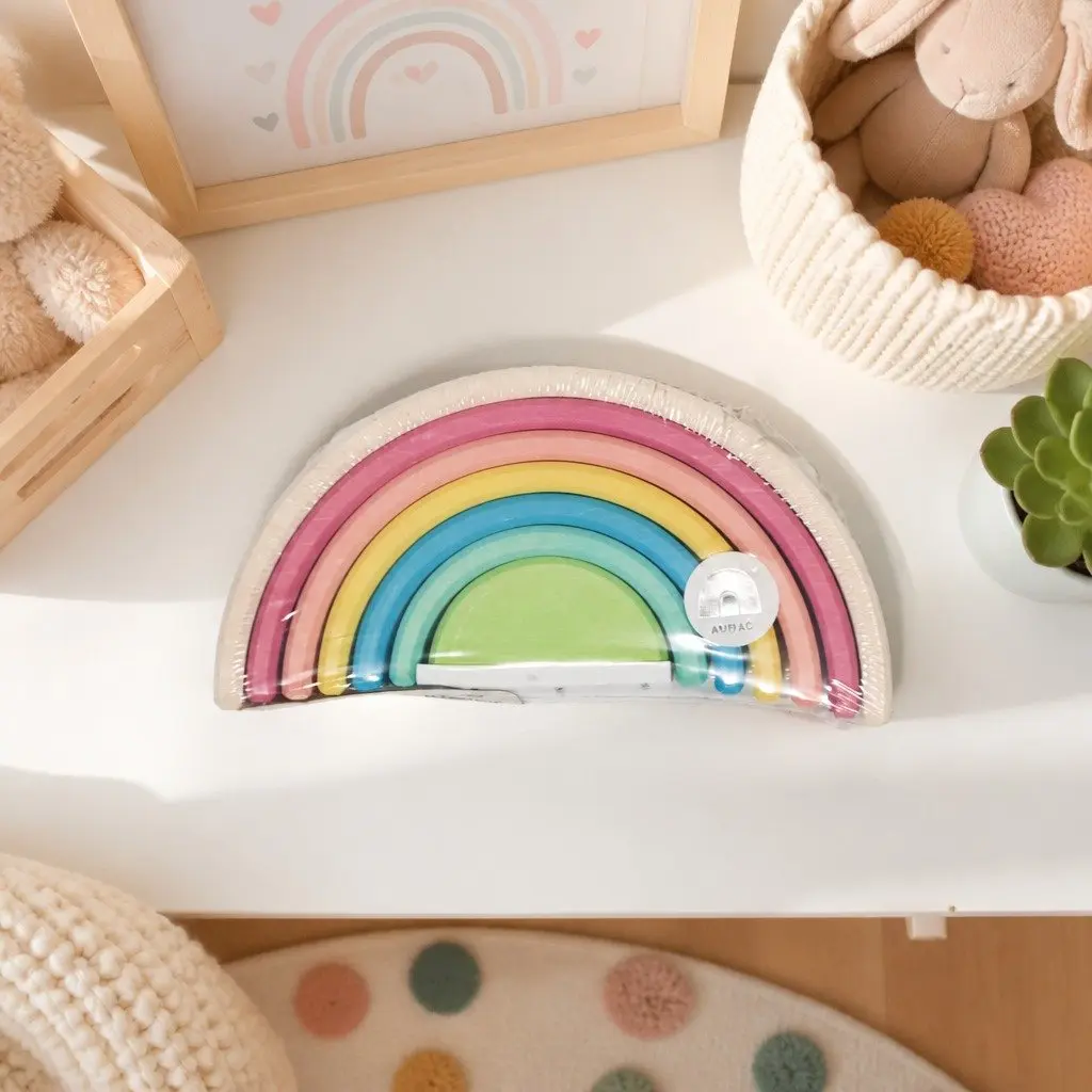 Small Wooden Rainbow Stacker Pastel Educational Toy