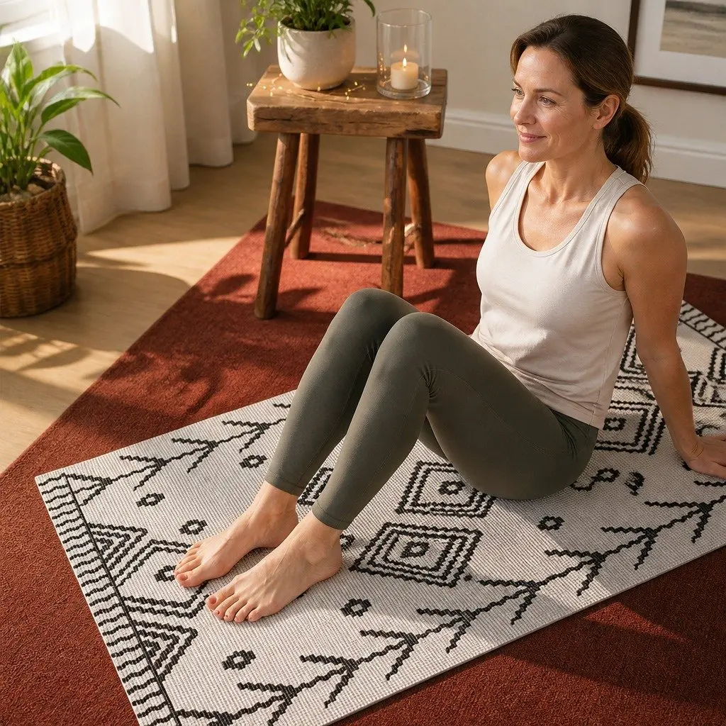 Yoga Mat Berber Pattern Thick Lightweight 60 x 173 cm