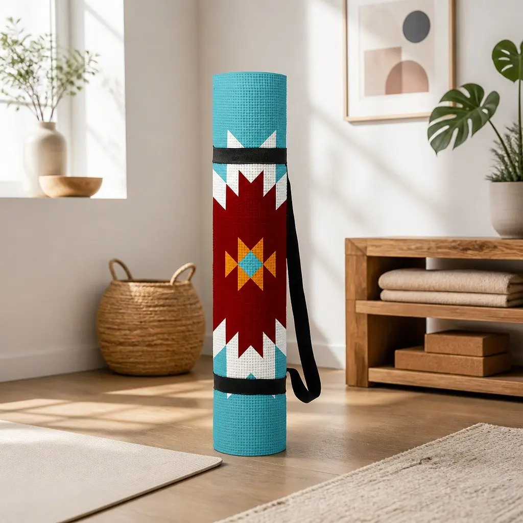 Yoga Mat Navajo Design Thick Lightweight Portable Cushioned Exercise Fitness Gym