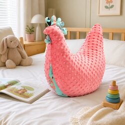 Hen Pillow Large Coral Soft Toy Sleeping Feeding Support Nursery Comfort Cushion