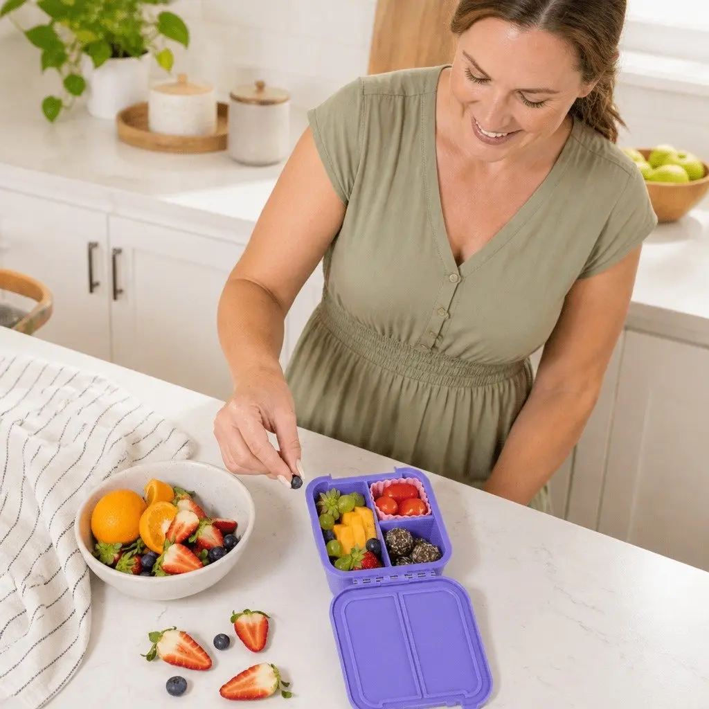 Kids Bento Two Compartment Lunch Box Leakproof Blueberry