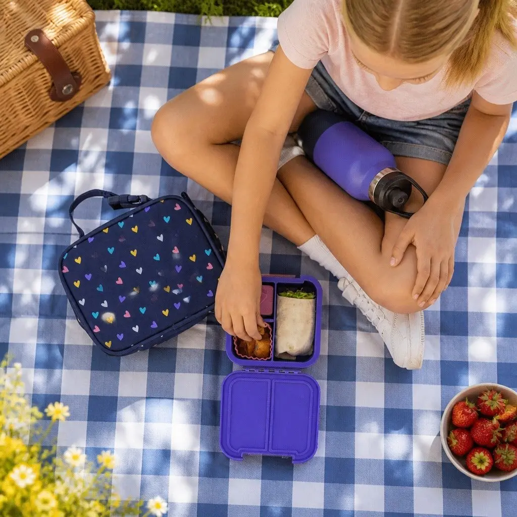 Kids Bento Two Compartment Lunch Box Leakproof Blueberry