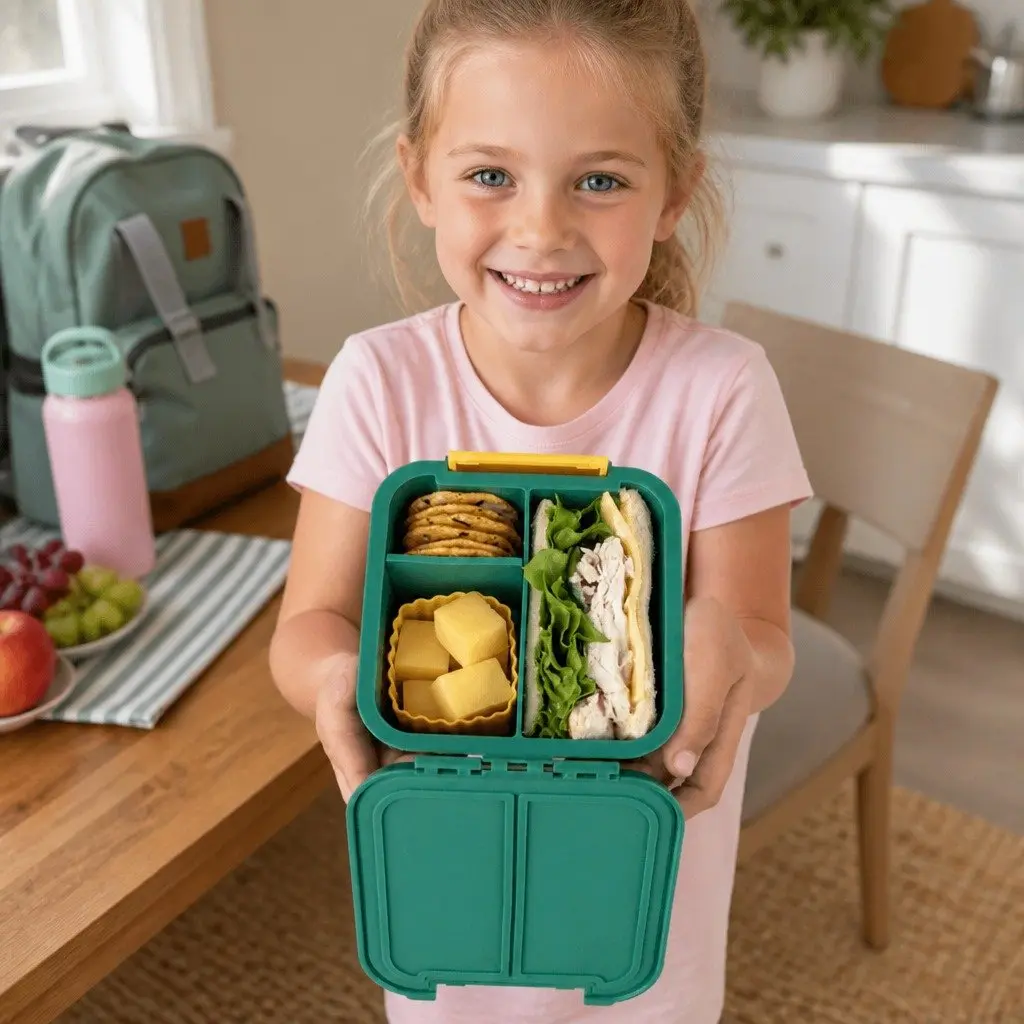 Kids Bento Two Compartment Lunch Box Leakproof Blueberry
